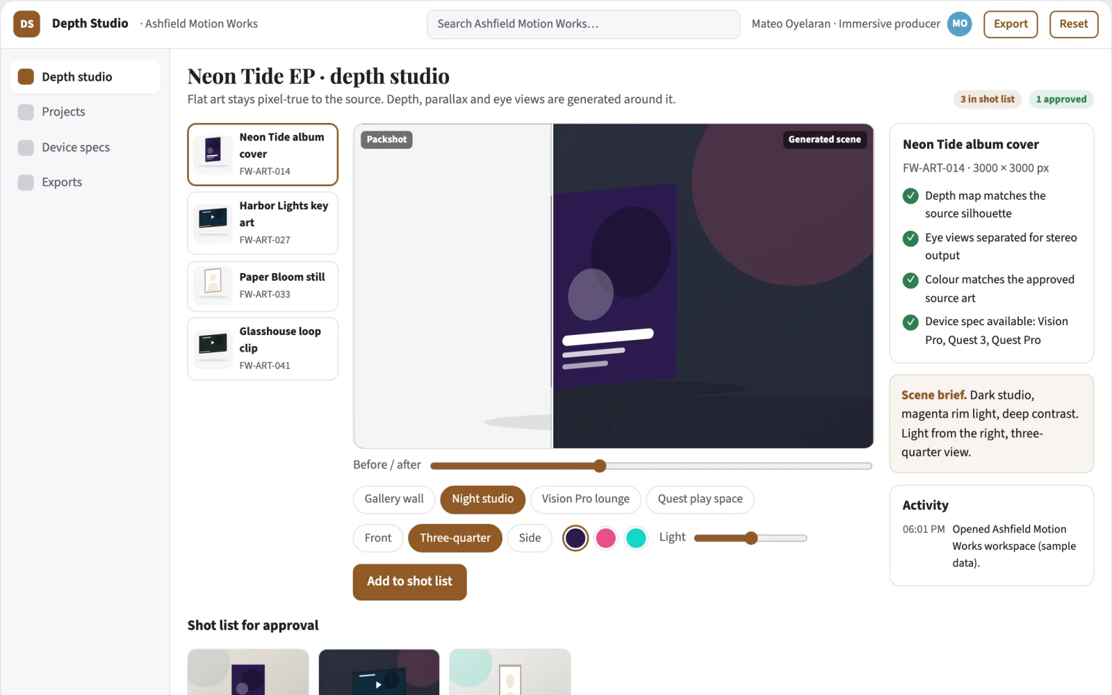 What 2D to 3D immersive conversion studio looks like