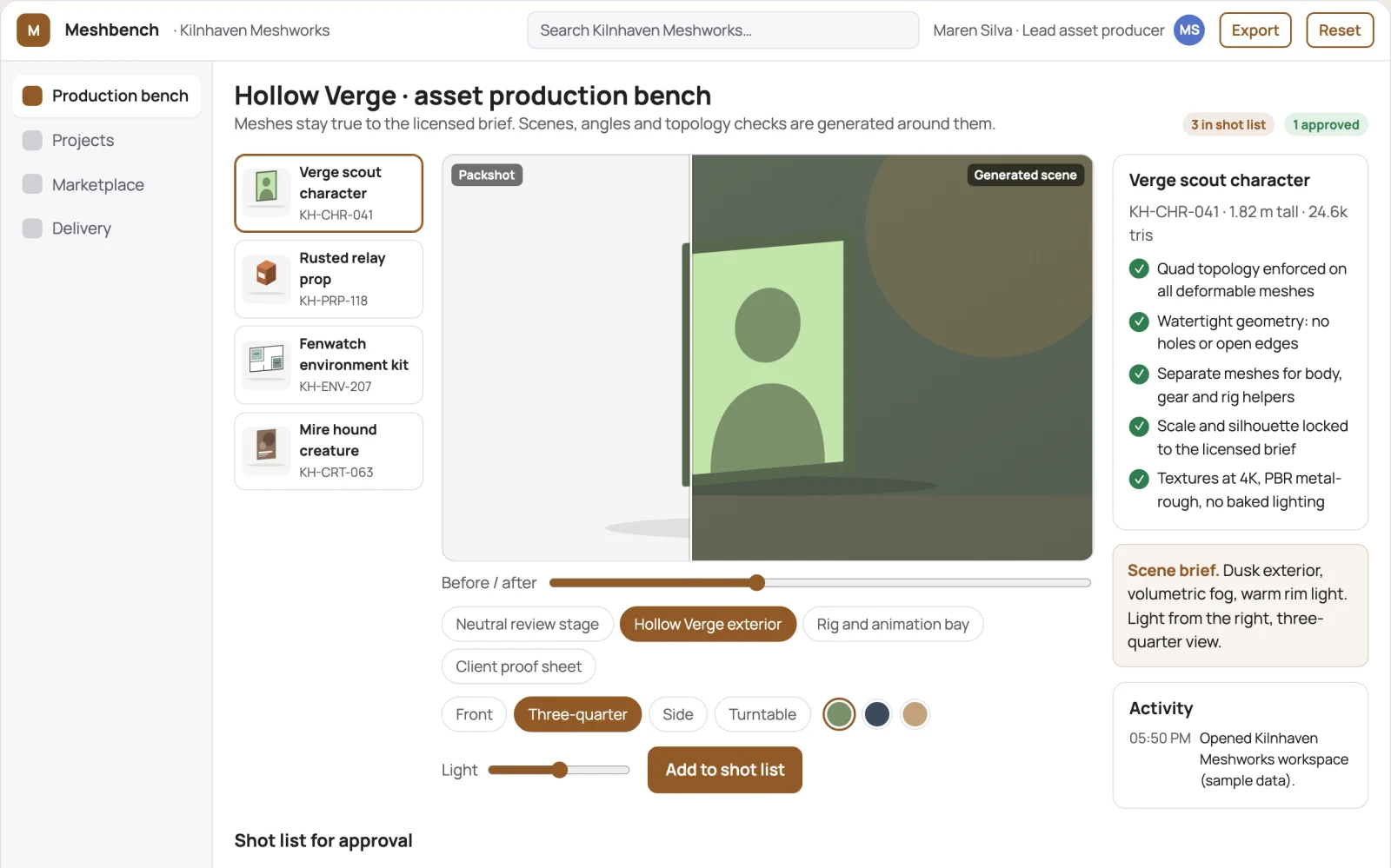 What 3D game asset production workbench looks like