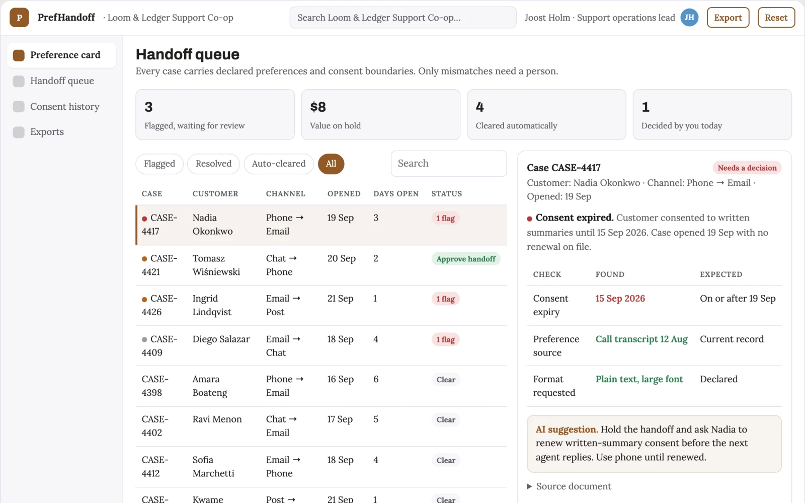 What Accessibility preference handoff looks like
