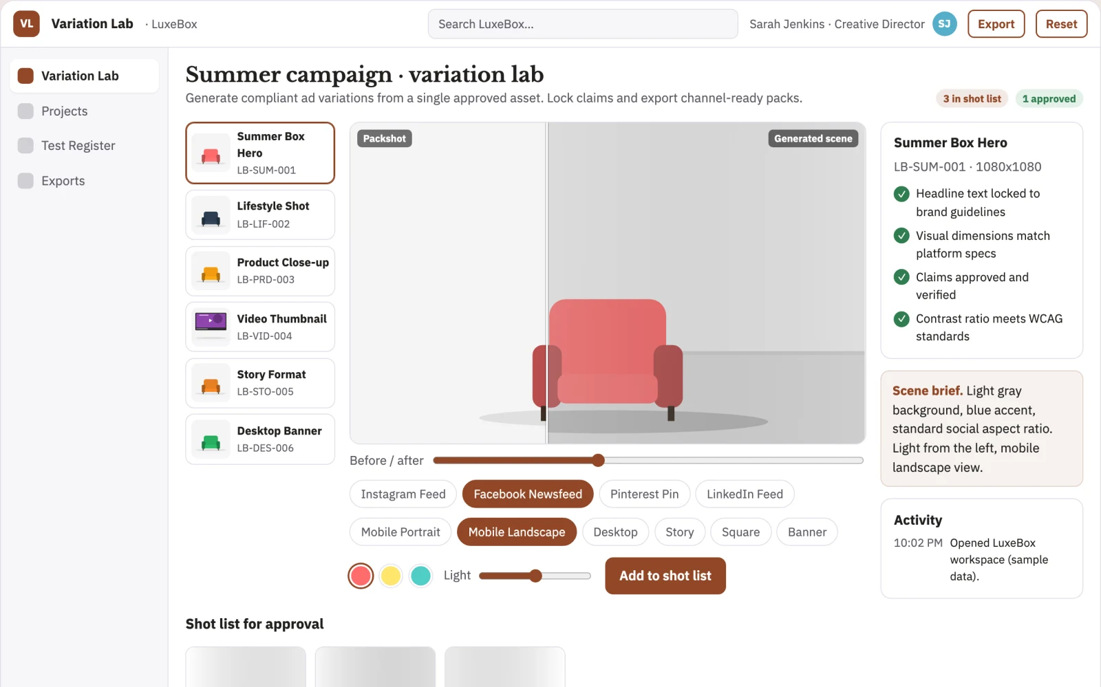 What Advertising variation service looks like