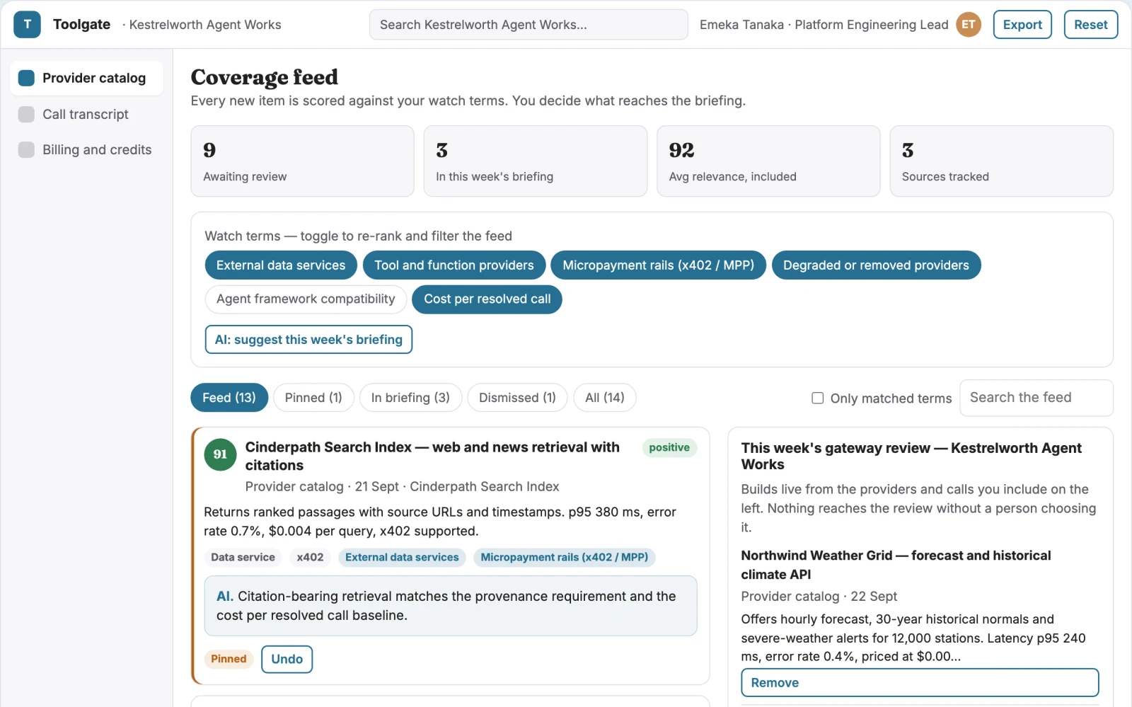 What Agent tool access and billing gateway looks like