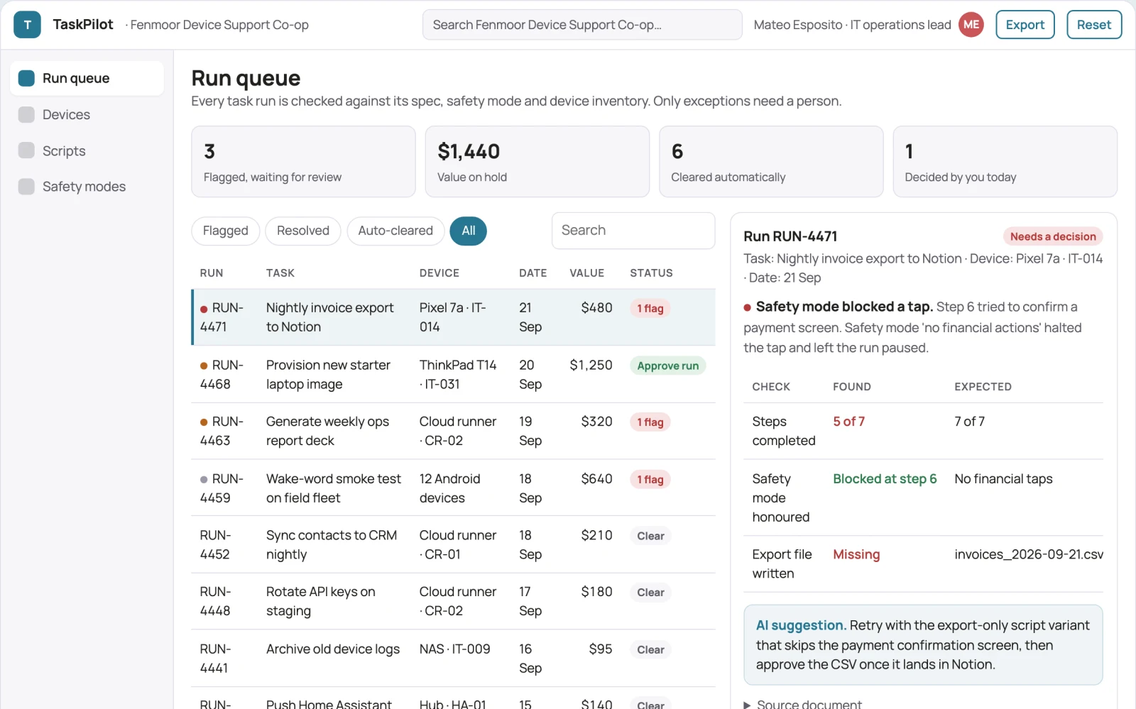 What Agentic task automation and device control portal looks like