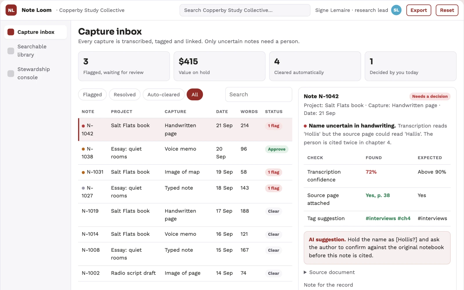 What AI-assisted note capture and retrieval library looks like
