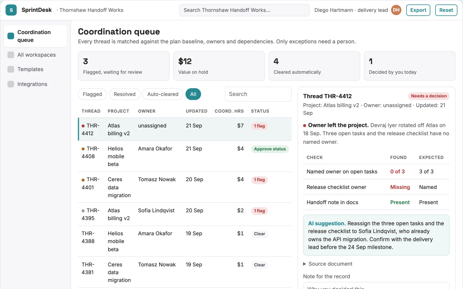 What AI project coordination and team workspace looks like