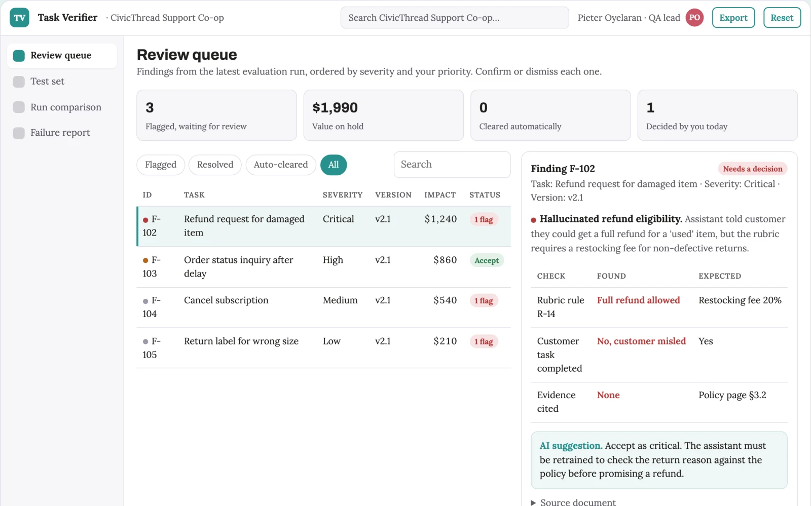 What AI workflow evaluation service looks like