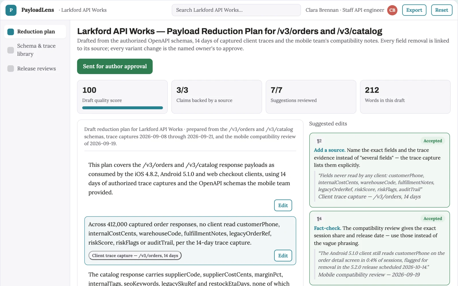 What API payload minimization service looks like