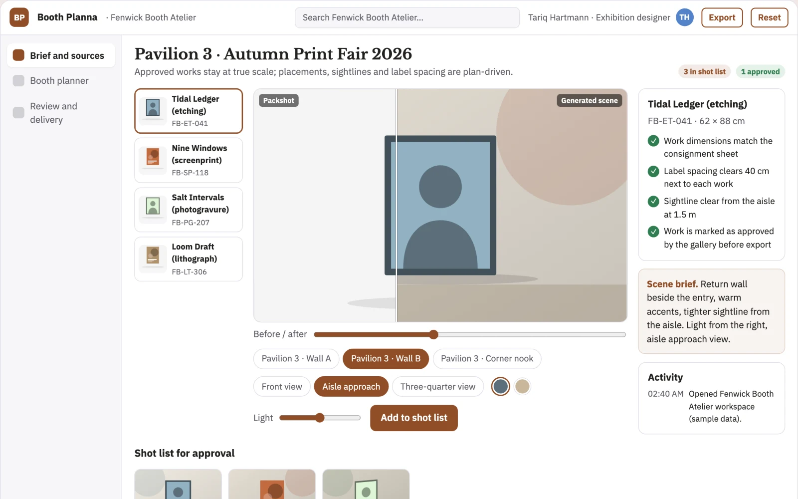 What Art fair booth visual planner looks like