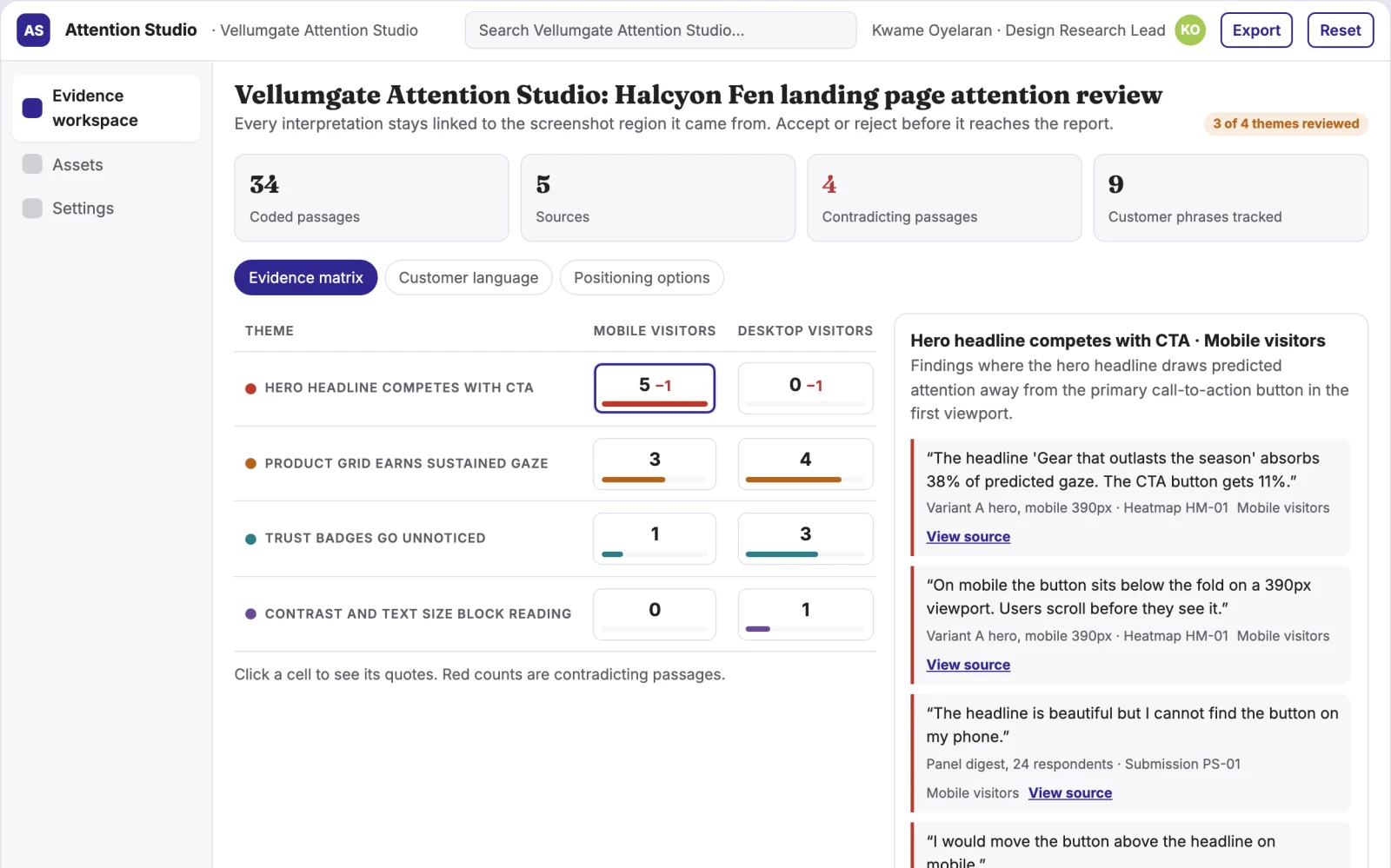 What Attention heatmap design decision workbench looks like