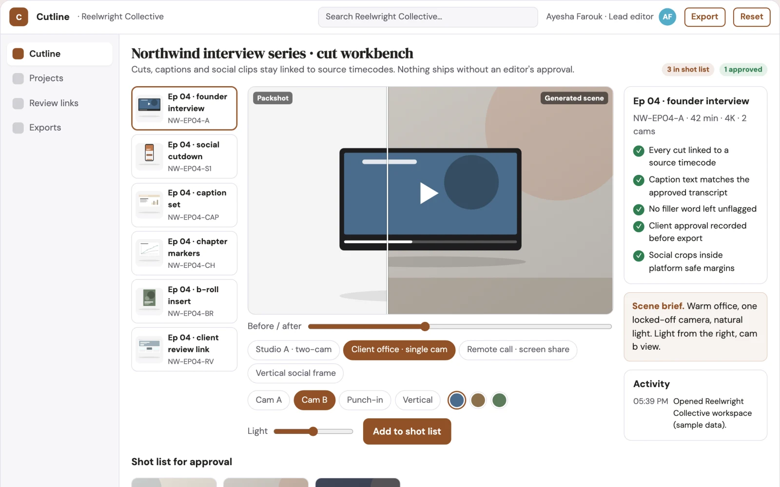 What Automated video edit and caption workbench looks like