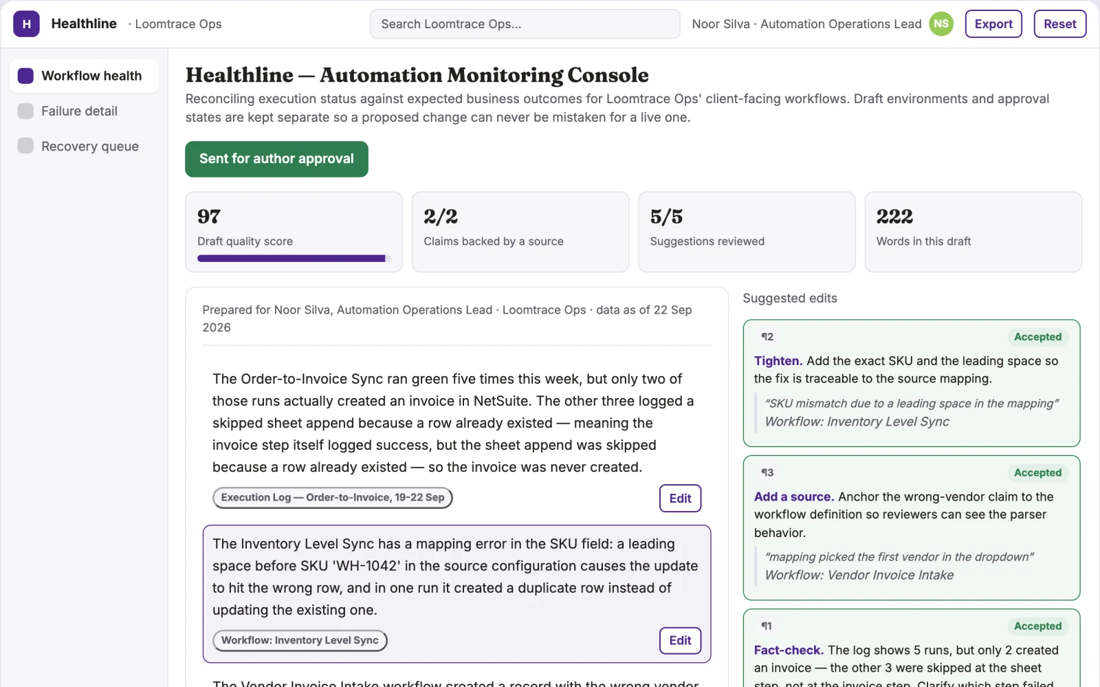 What Automation monitoring subscription looks like