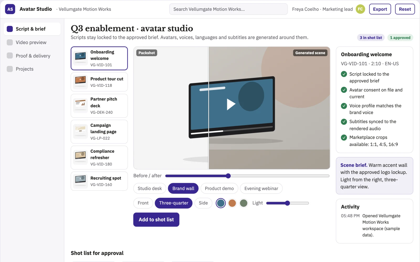 What Avatar video production and review platform looks like
