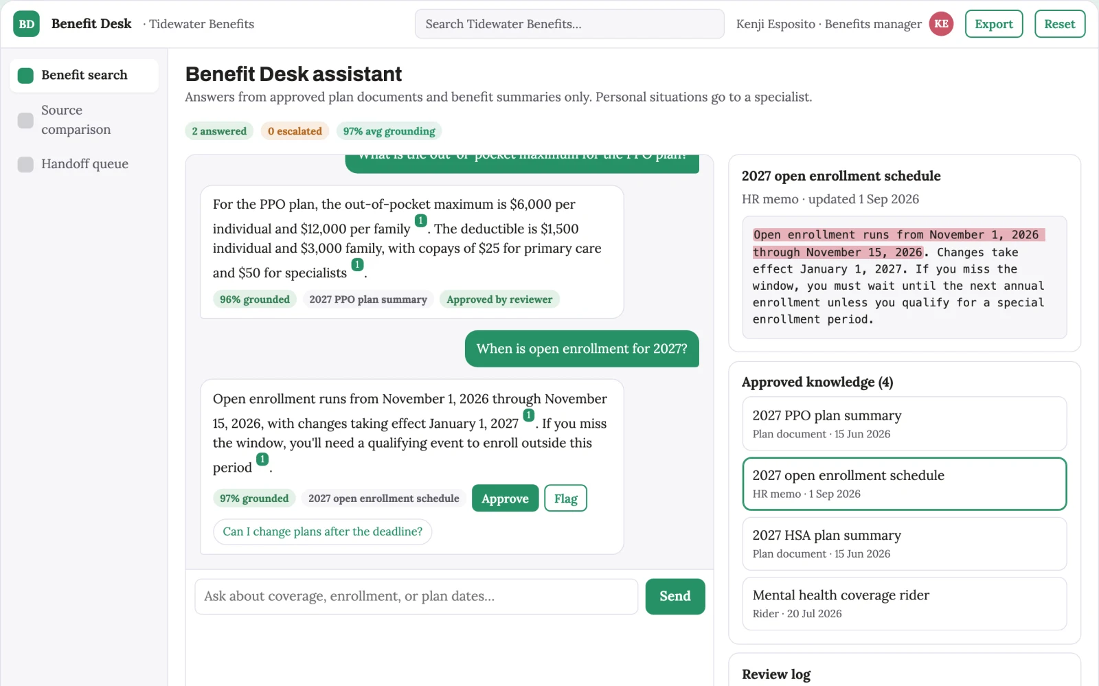 What Benefits information navigator looks like