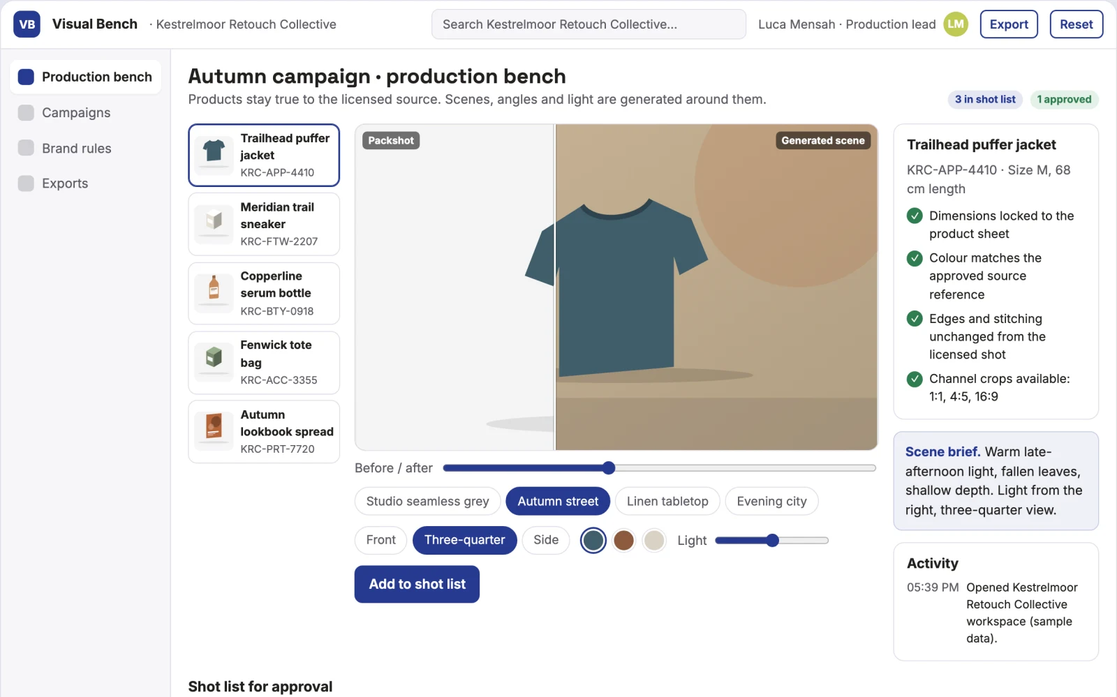 What Brand visual production and review workbench looks like