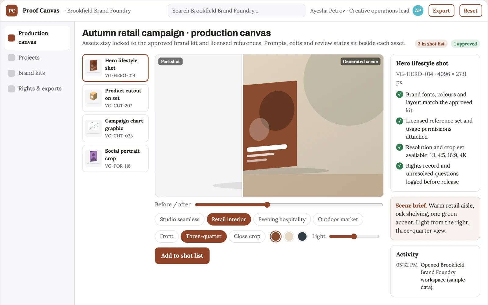 What Branded AI image production and review workspace looks like