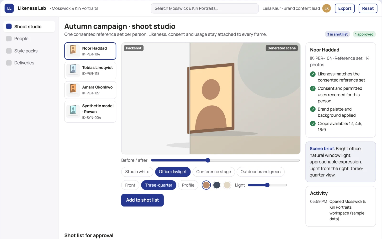 What Branded AI portrait production studio looks like