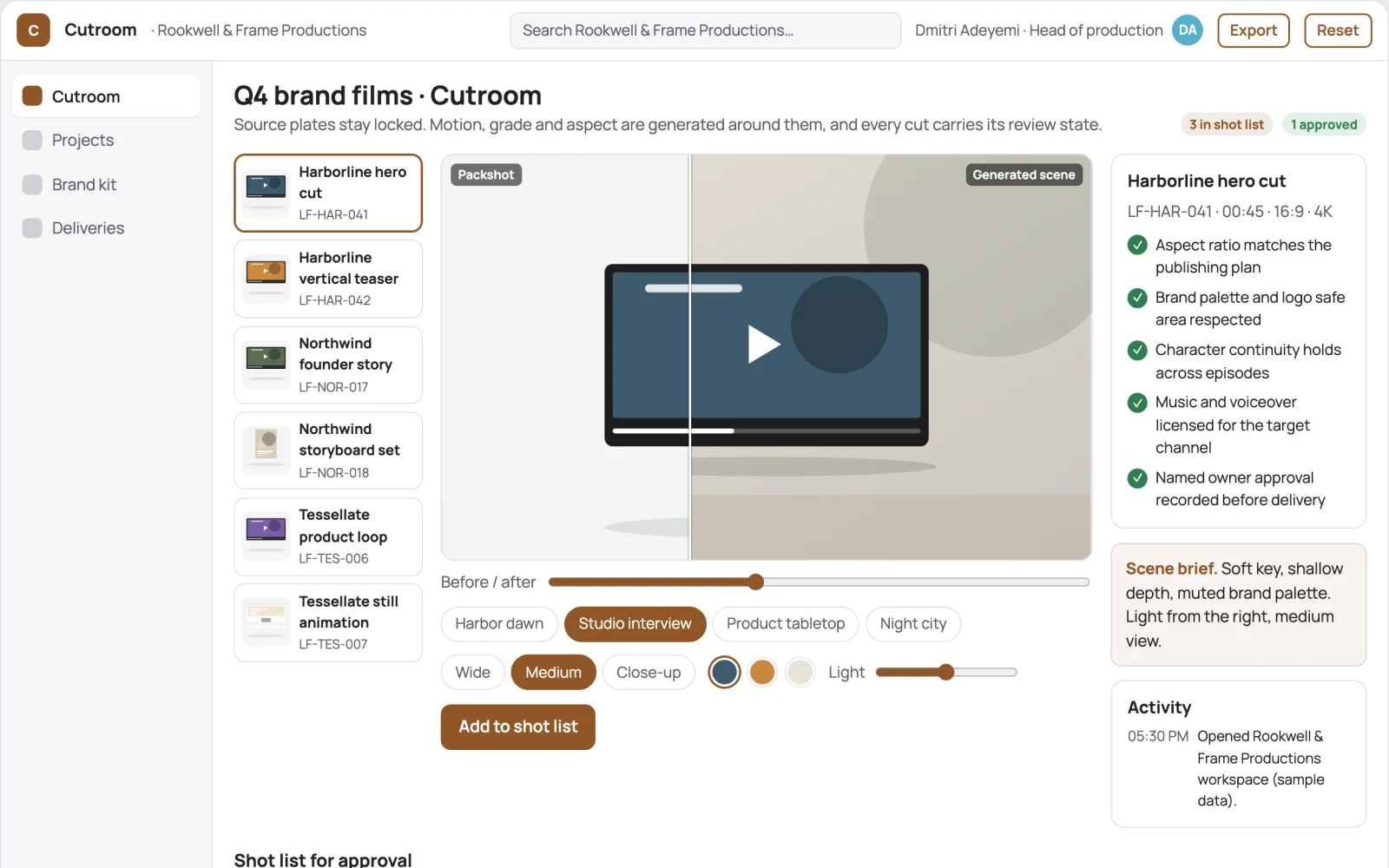 What Branded AI video production and review studio looks like