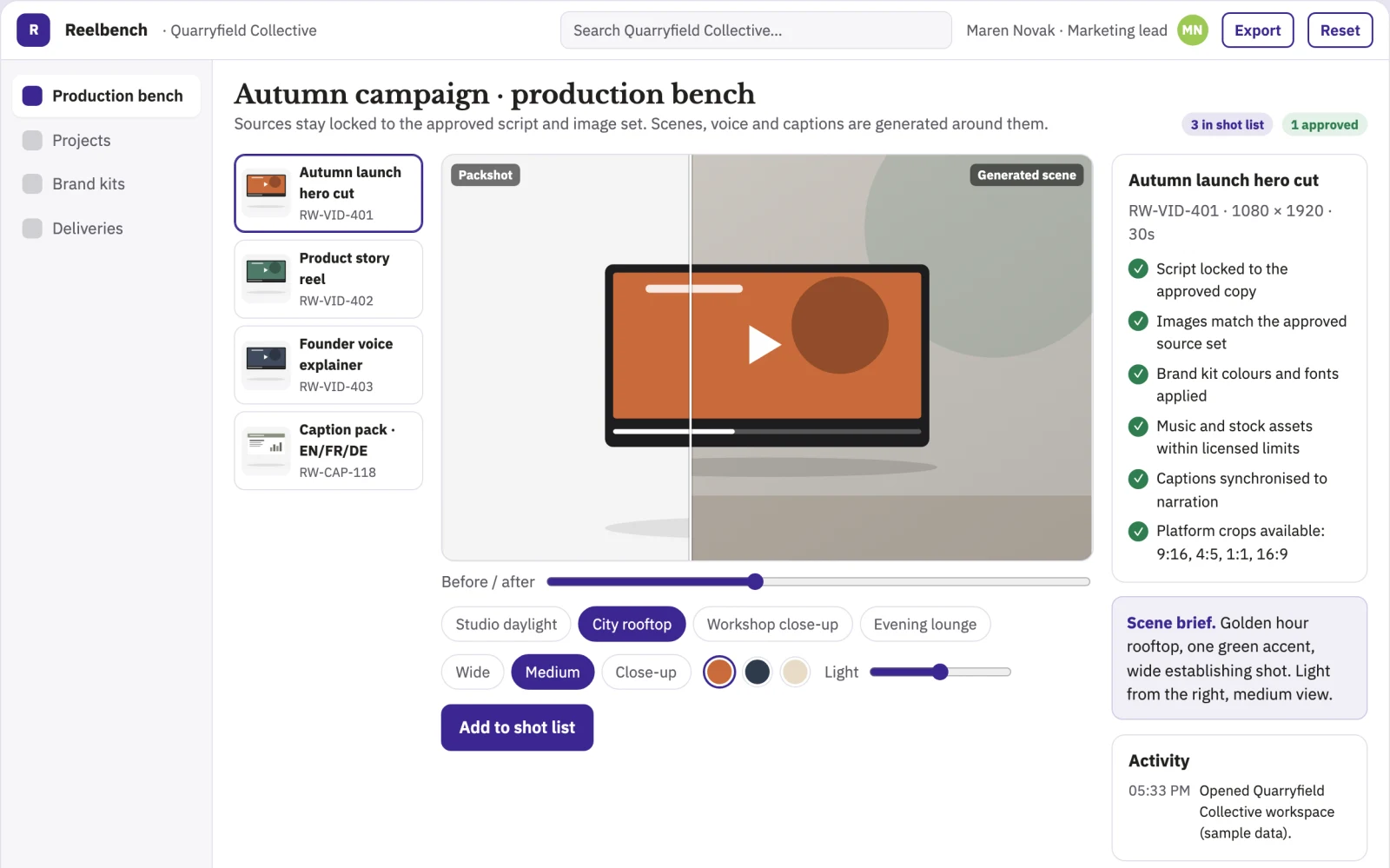 What Branded video production and review workbench looks like