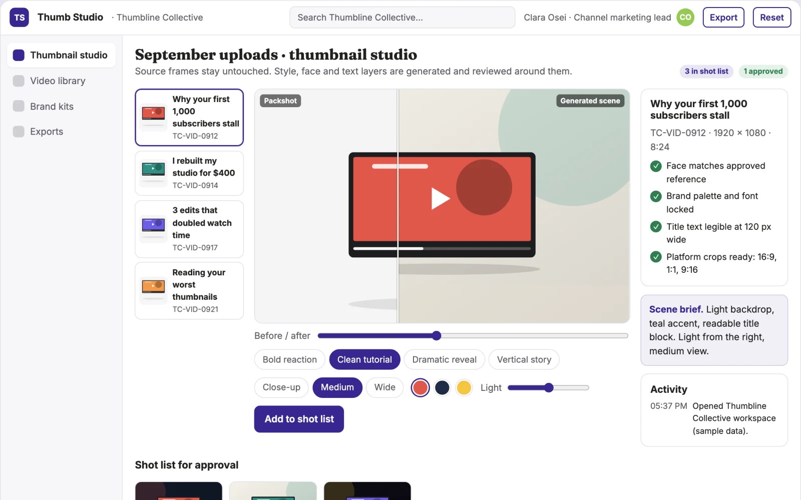 What Branded video thumbnail production studio looks like