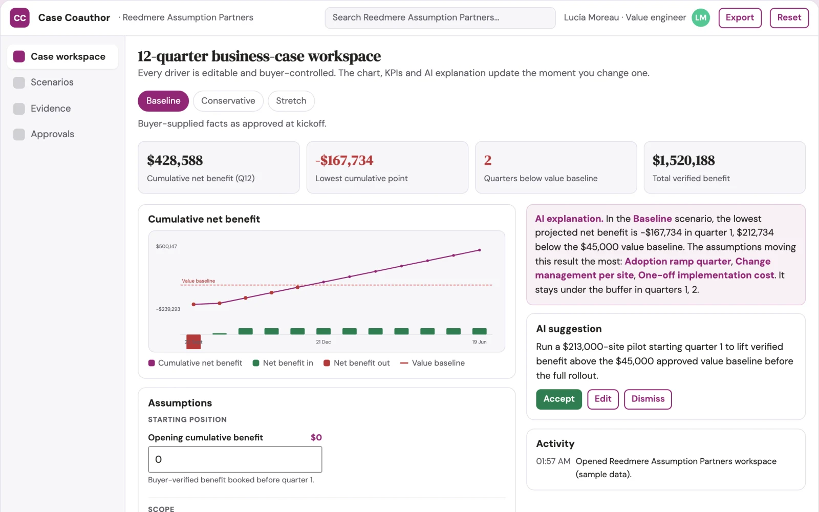 What Buyer business-case coauthoring platform looks like