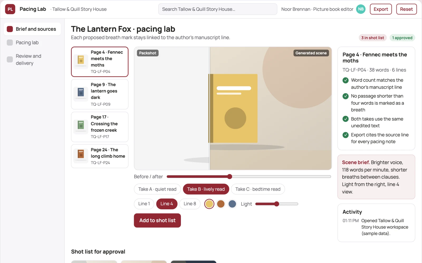 What Children's story read-aloud pacing lab looks like