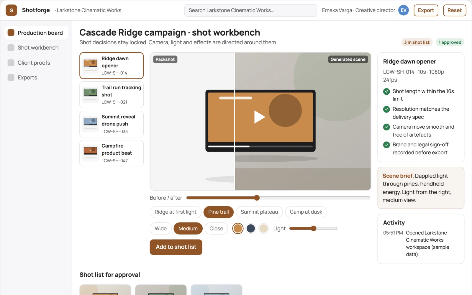 What Cinematic AI video production and review workbench looks like