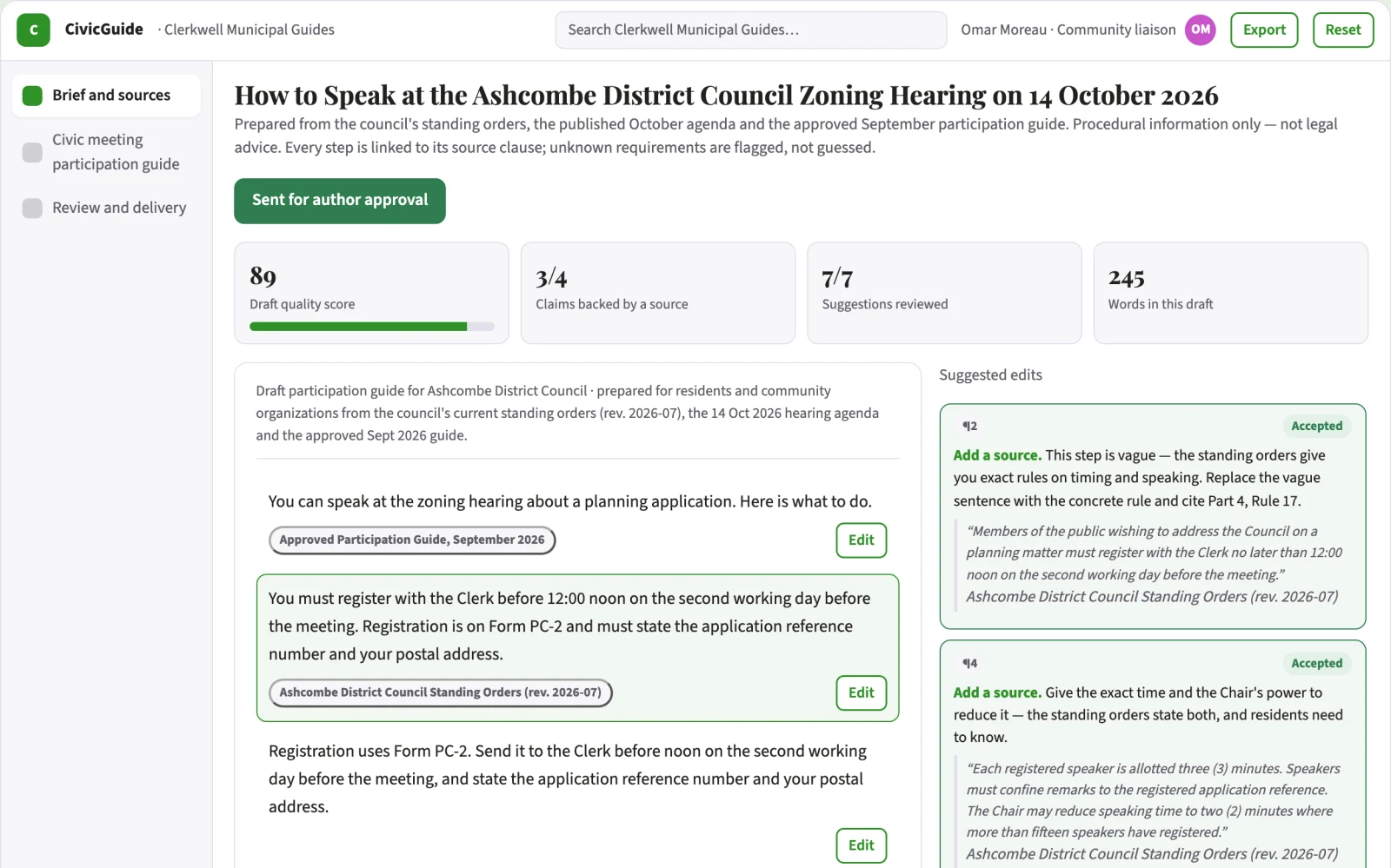 What Civic meeting participation guide looks like