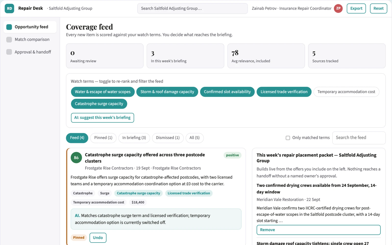 What Claim repair availability marketplace looks like