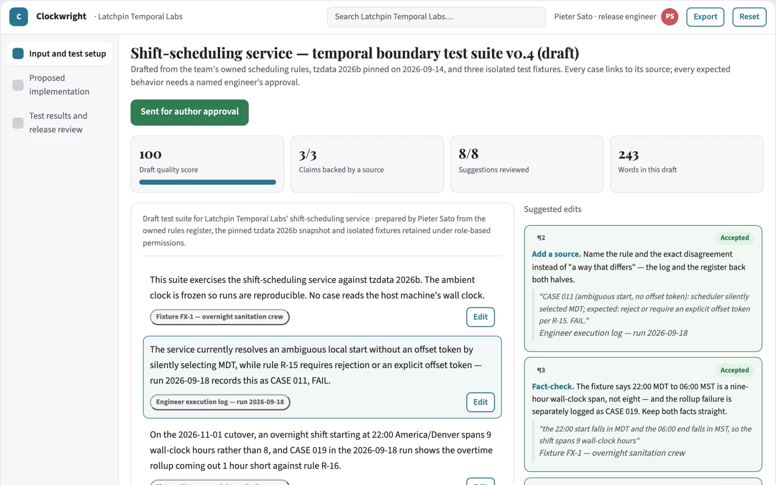 What Clock boundary behavior test studio looks like