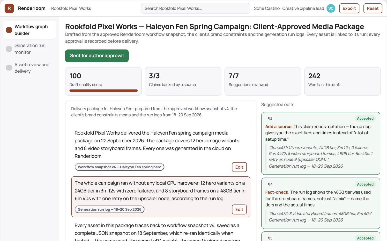 What Cloud generative media pipeline workspace looks like