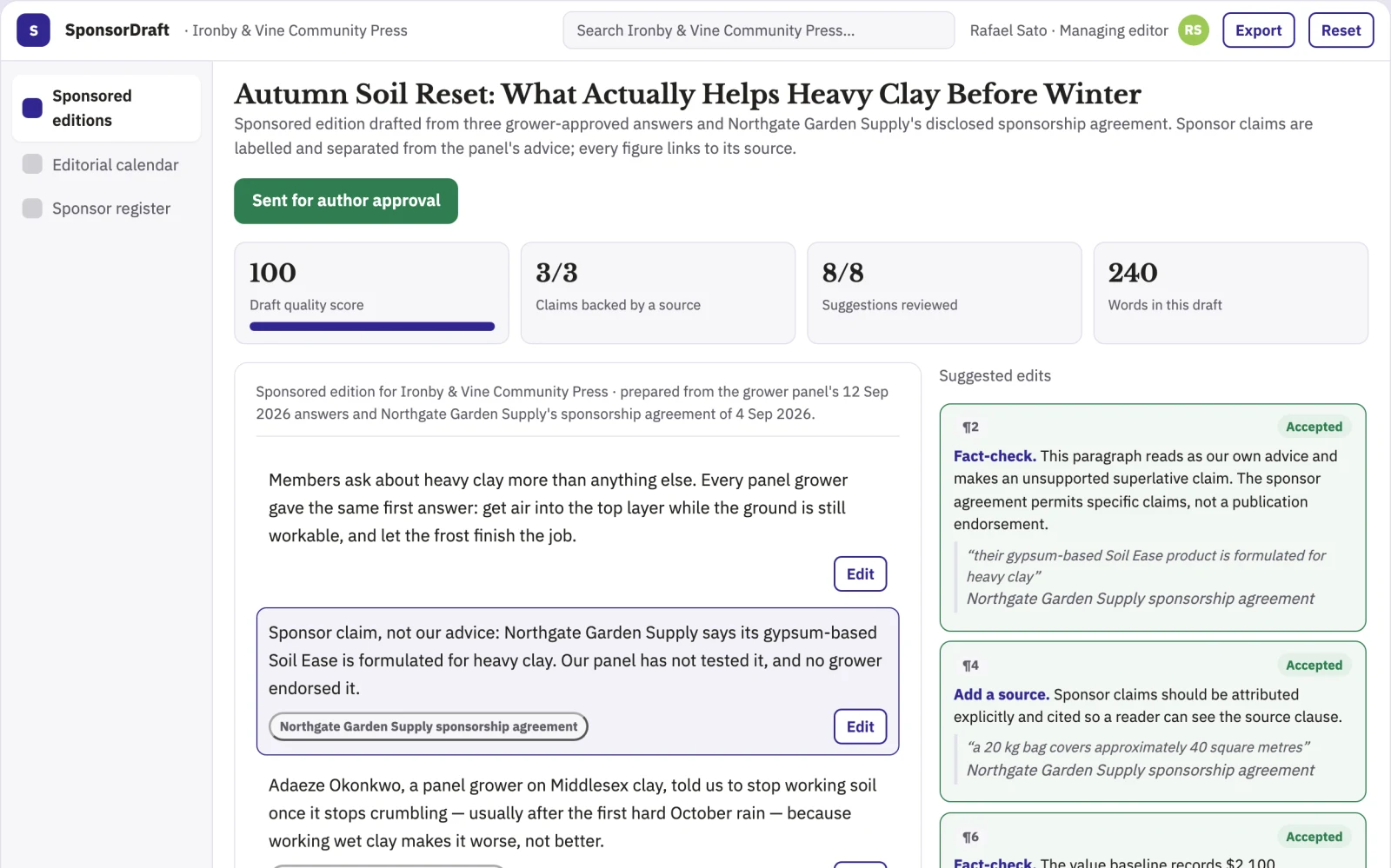 What Community expert answer sponsorship studio looks like