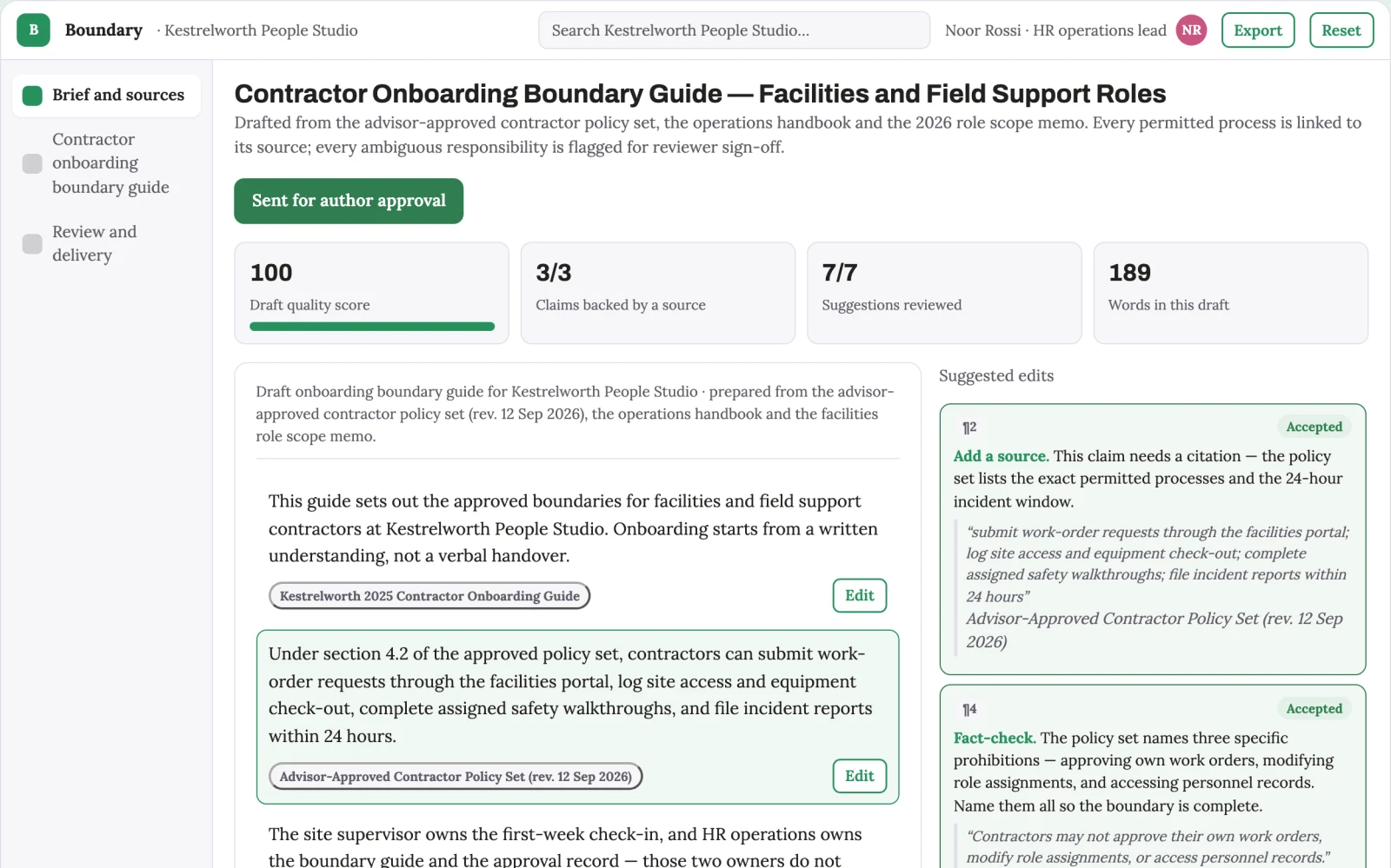 What Contractor onboarding boundary guide looks like