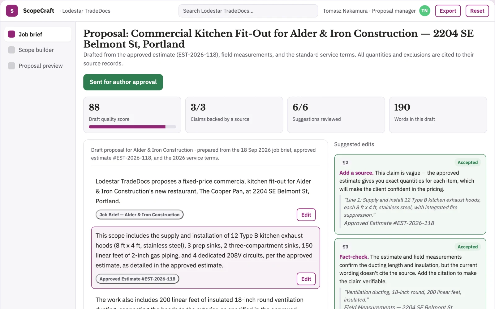 What Contractor proposal service looks like