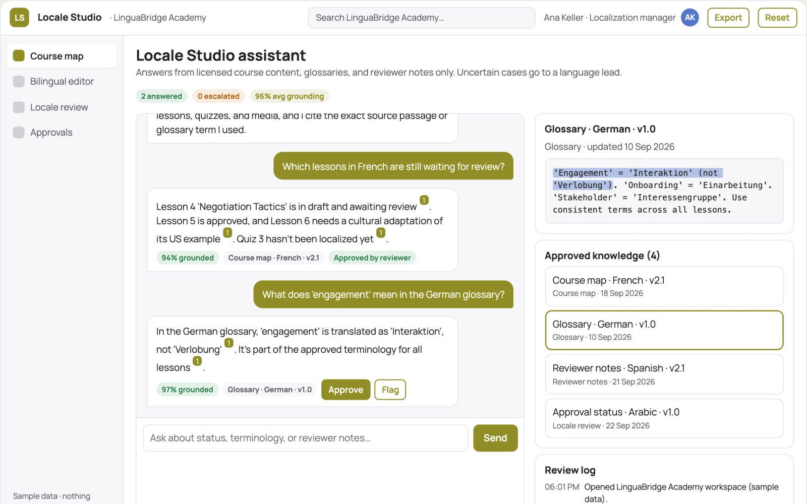 What Course localization studio looks like