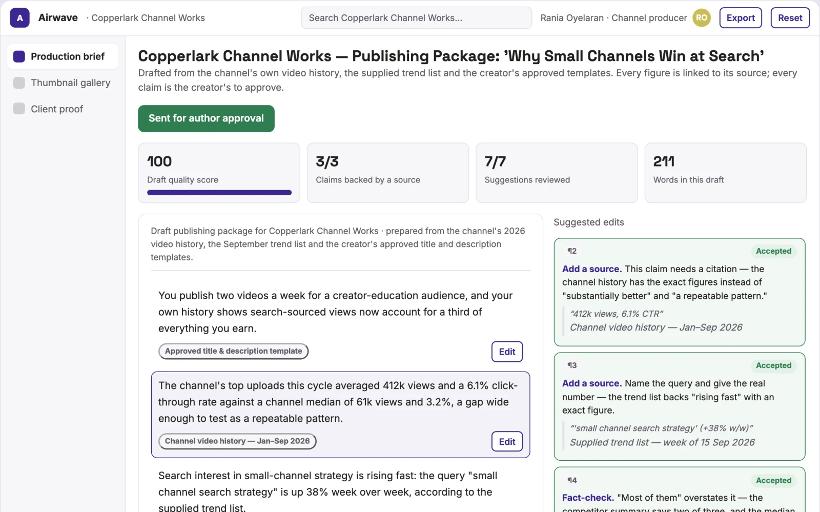 What Creator channel planning and publishing workspace looks like