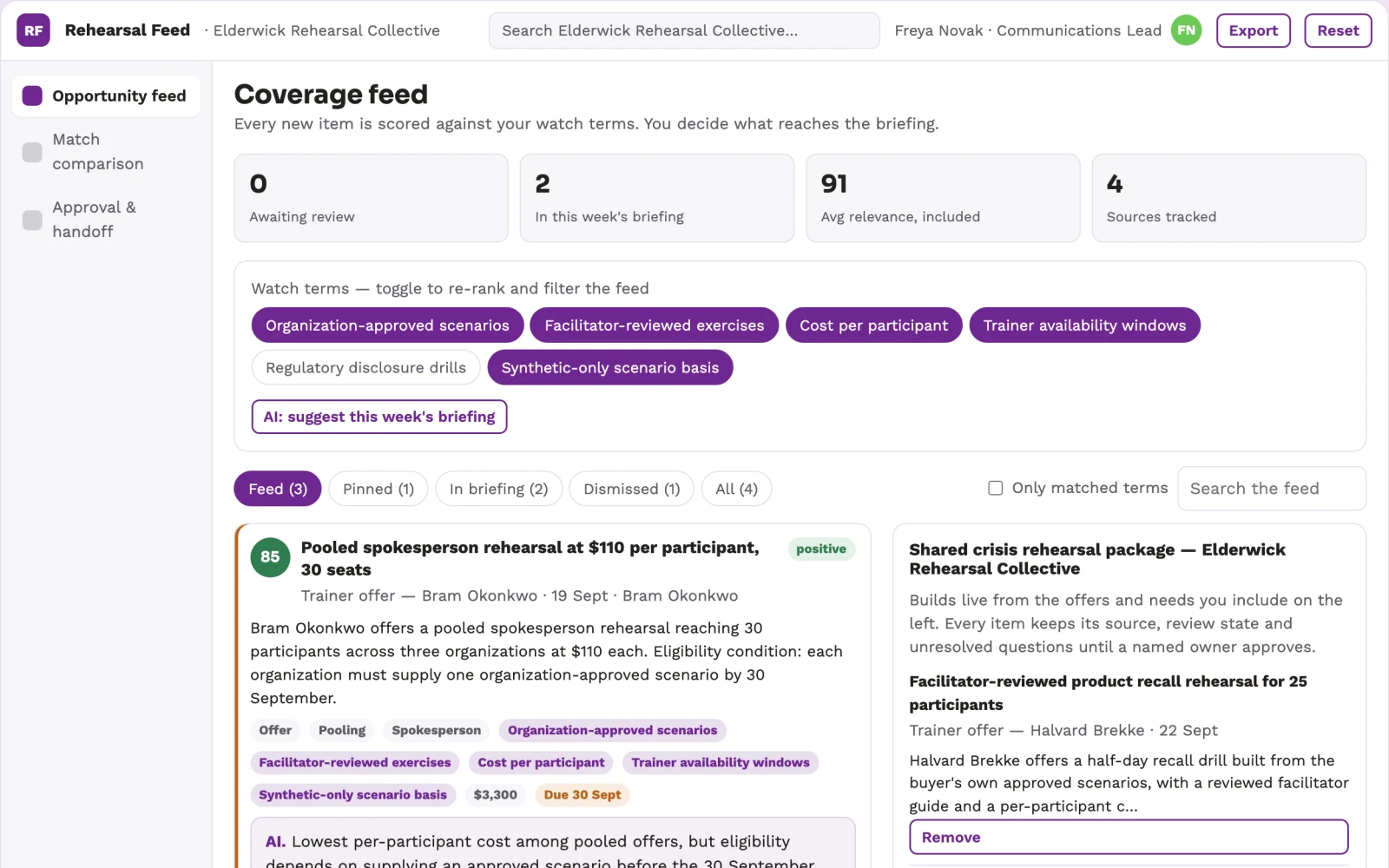 What Crisis rehearsal resource marketplace looks like