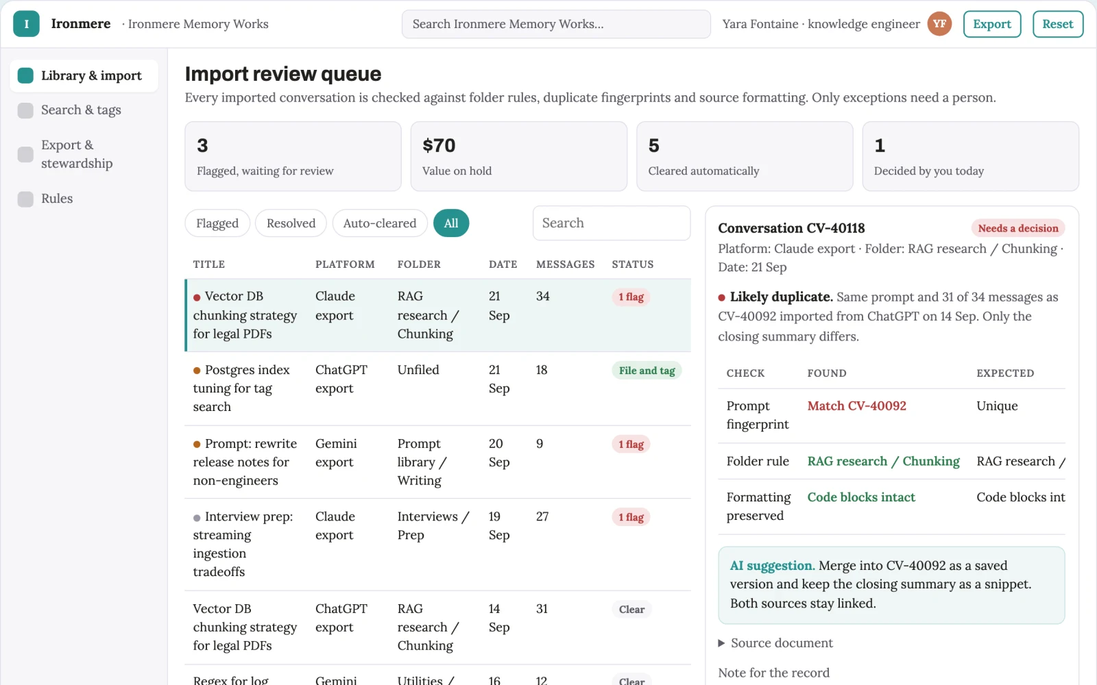 What Cross-platform AI conversation library and stewardship console looks like