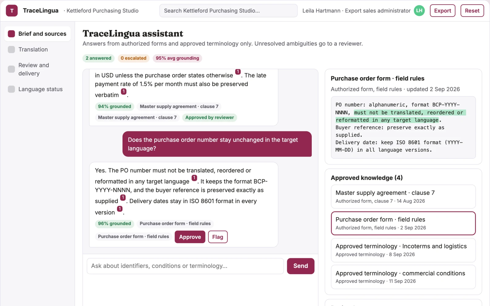 What Customer procurement document translation looks like