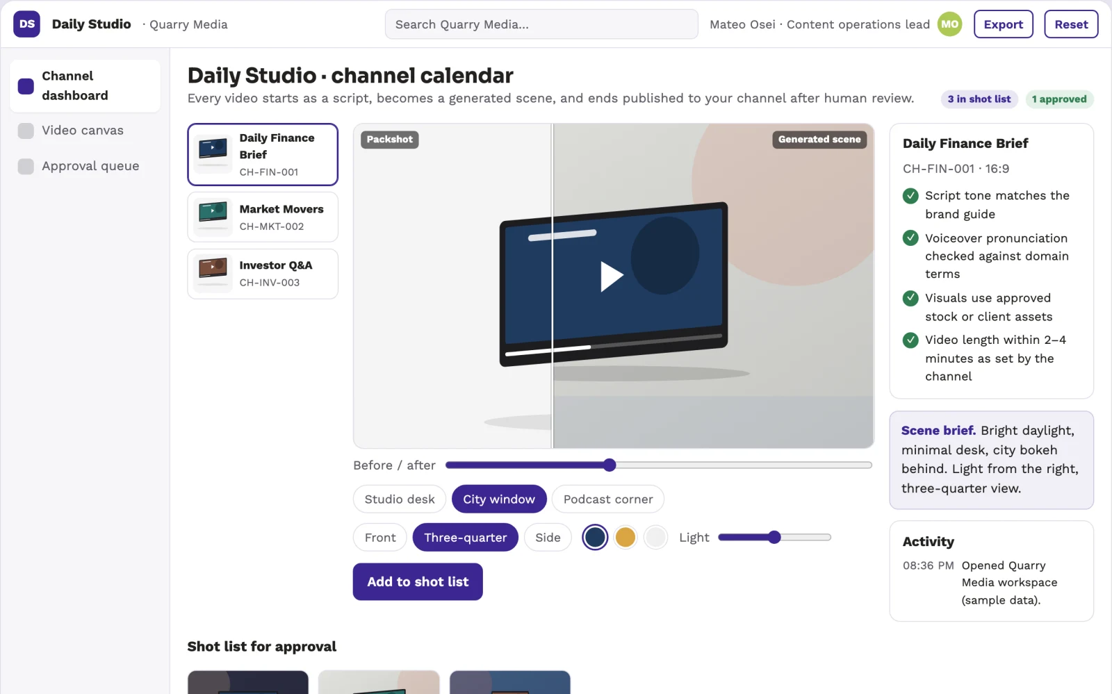 What Daily Domain Video Studio looks like