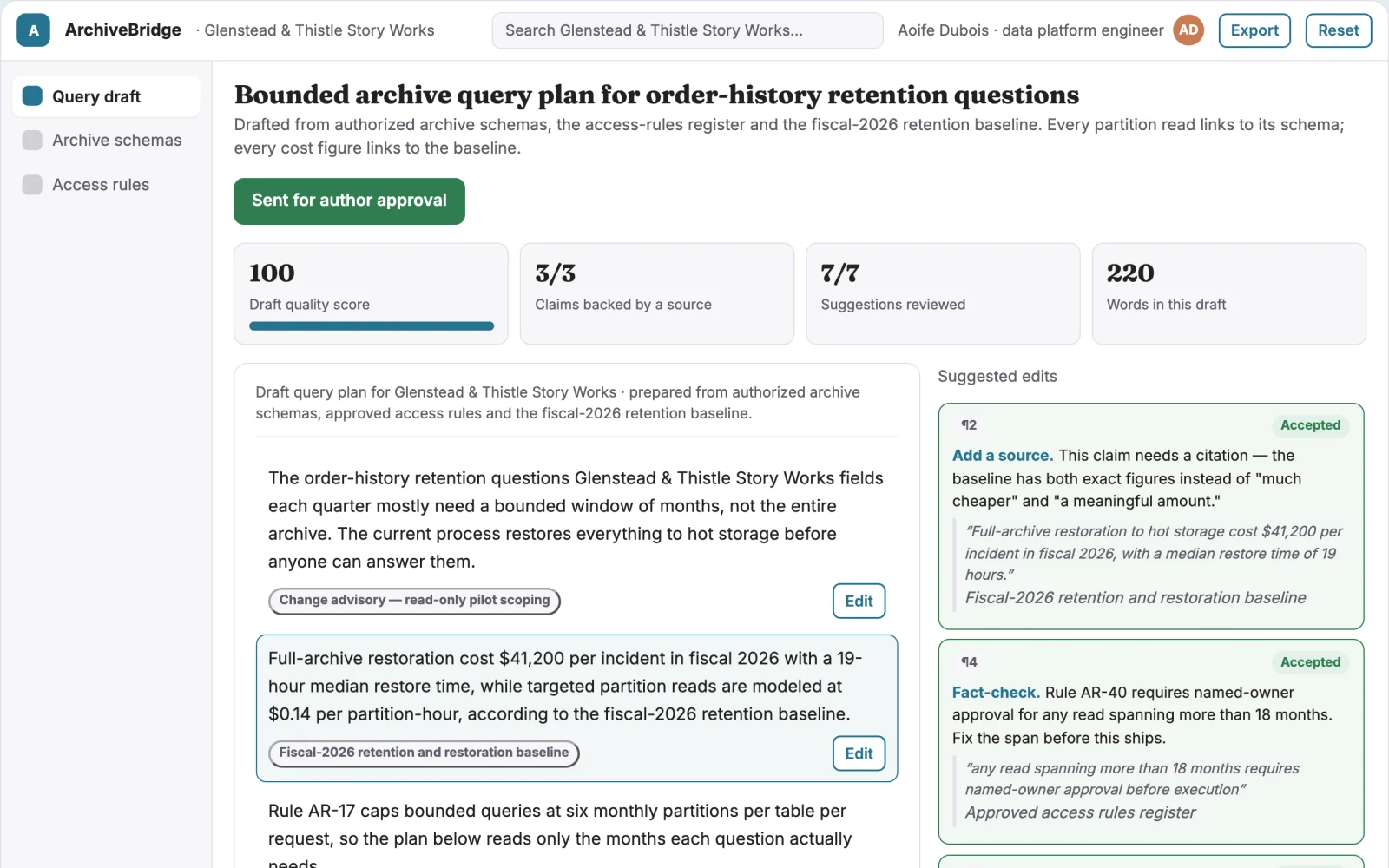 What Database archive query bridge looks like