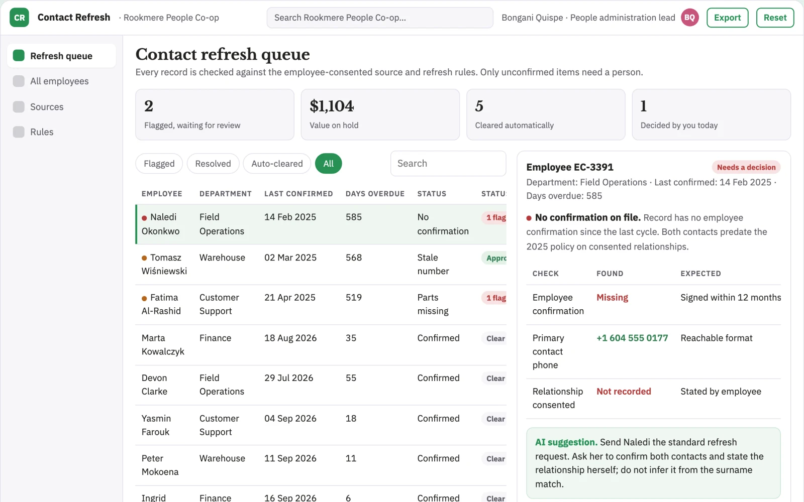 What Employee emergency-contact refresh desk looks like