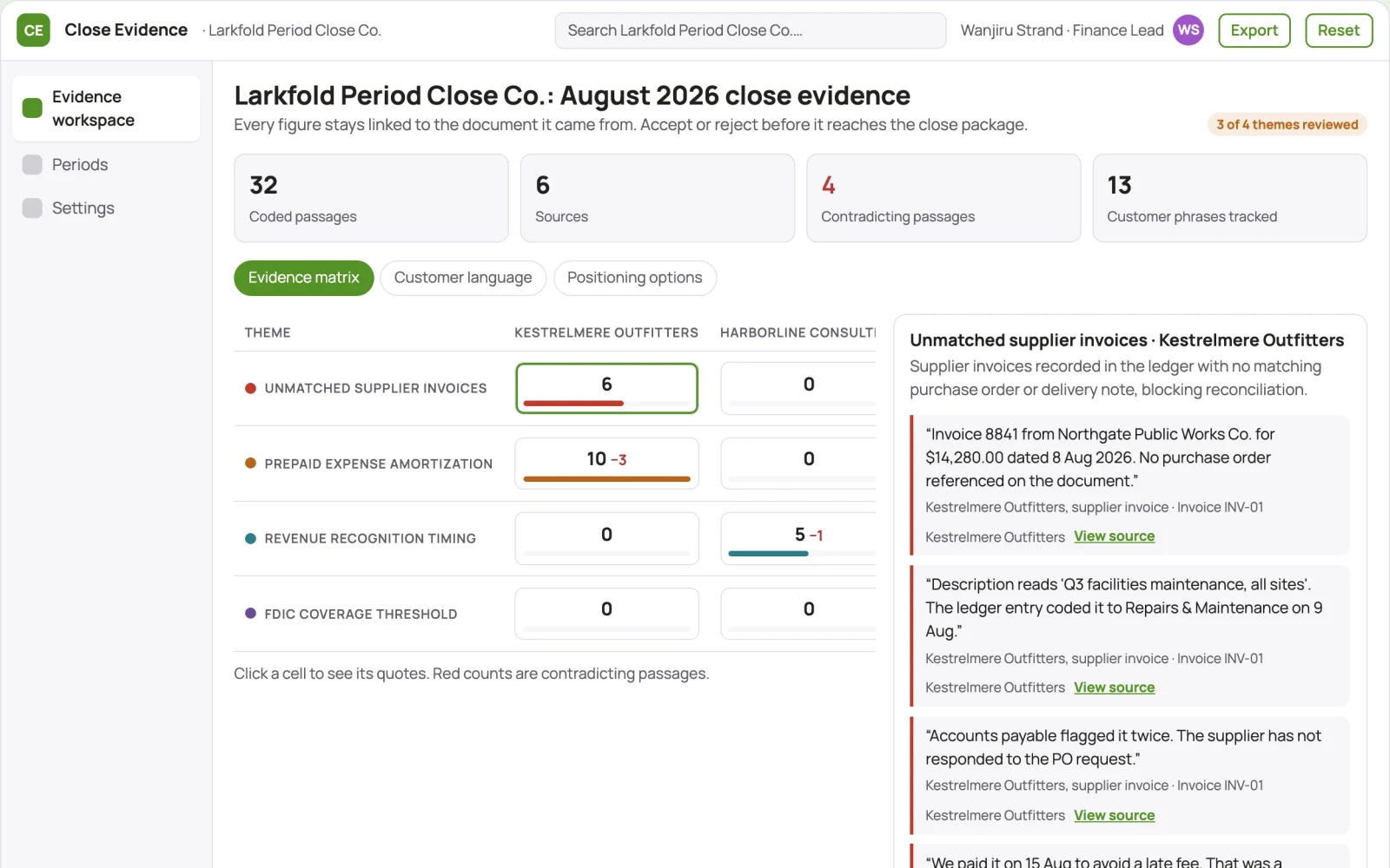 What Evidence-backed finance close and reporting workspace looks like