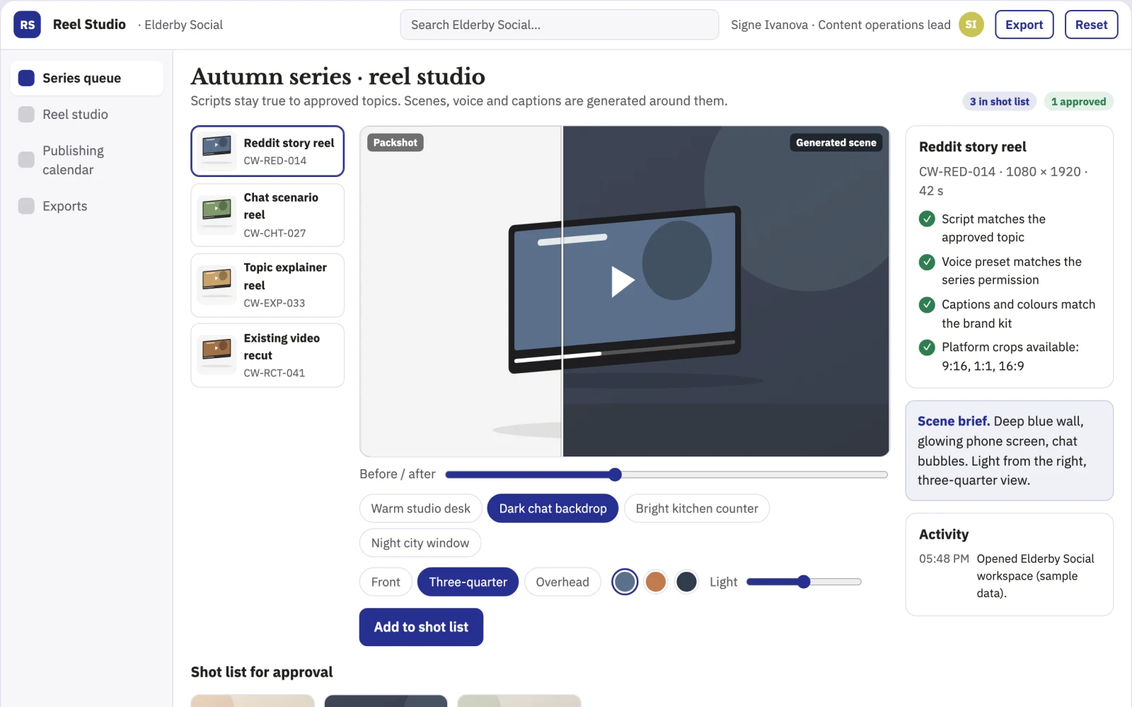 What Faceless short-video production and publishing studio looks like