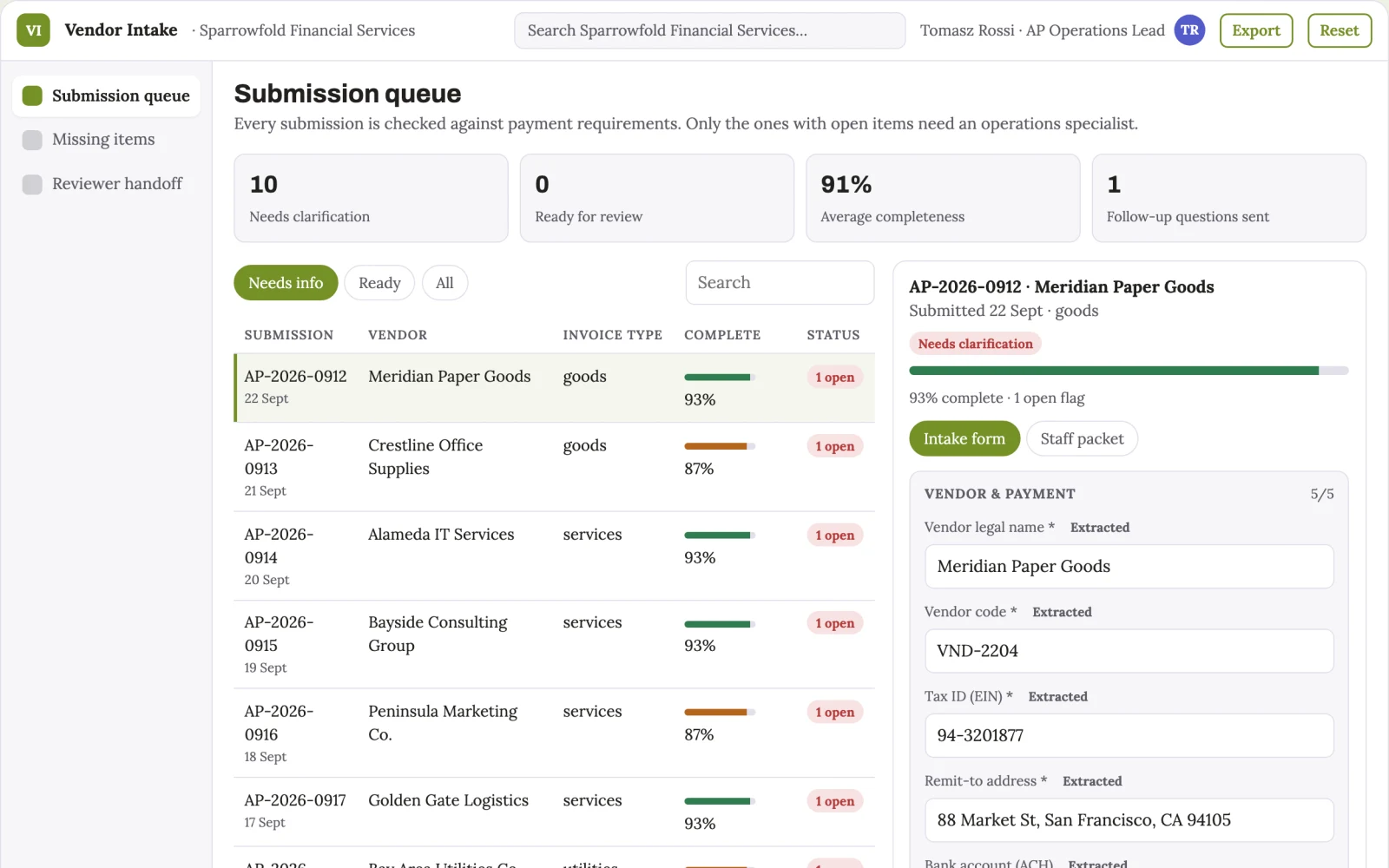 What Financial document extraction API looks like