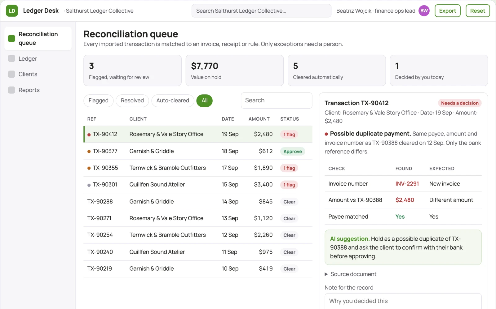 What Financial operations coordination portal looks like