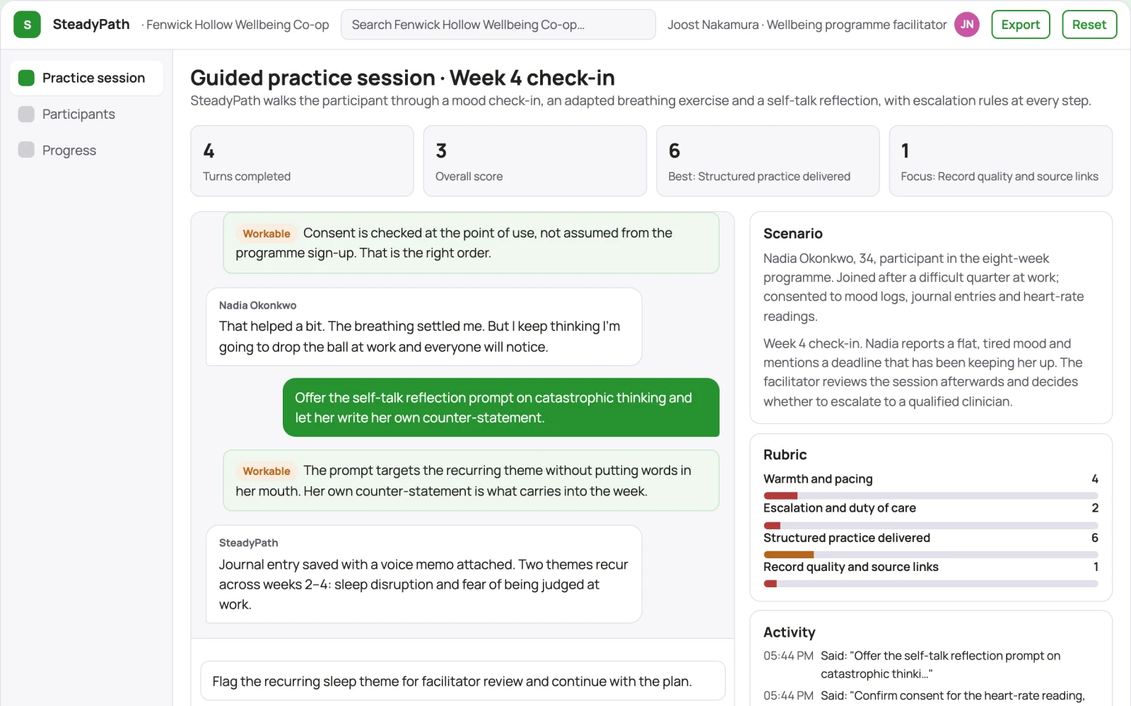 What Guided emotional wellbeing practice platform looks like