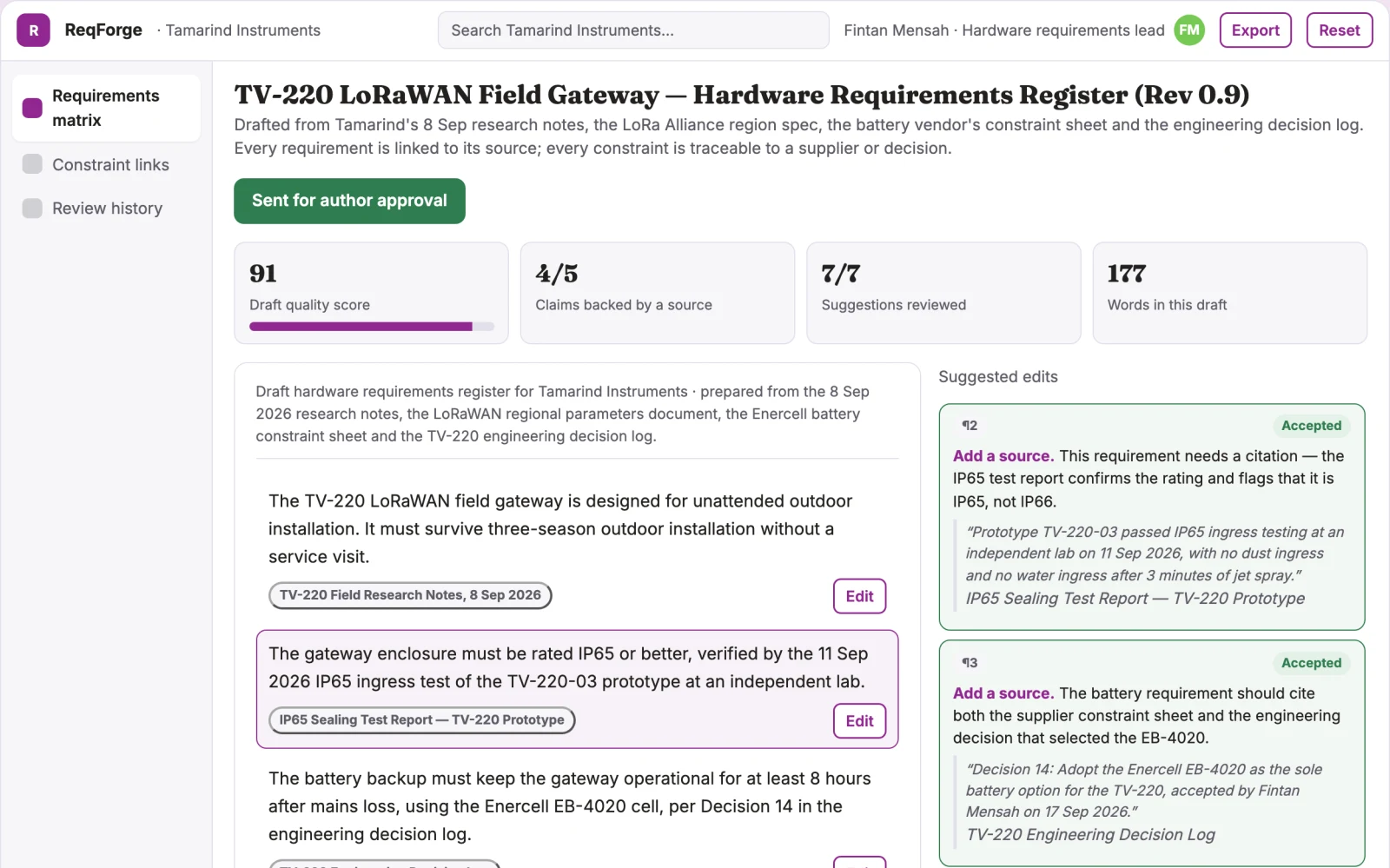 What Hardware requirements organizer looks like