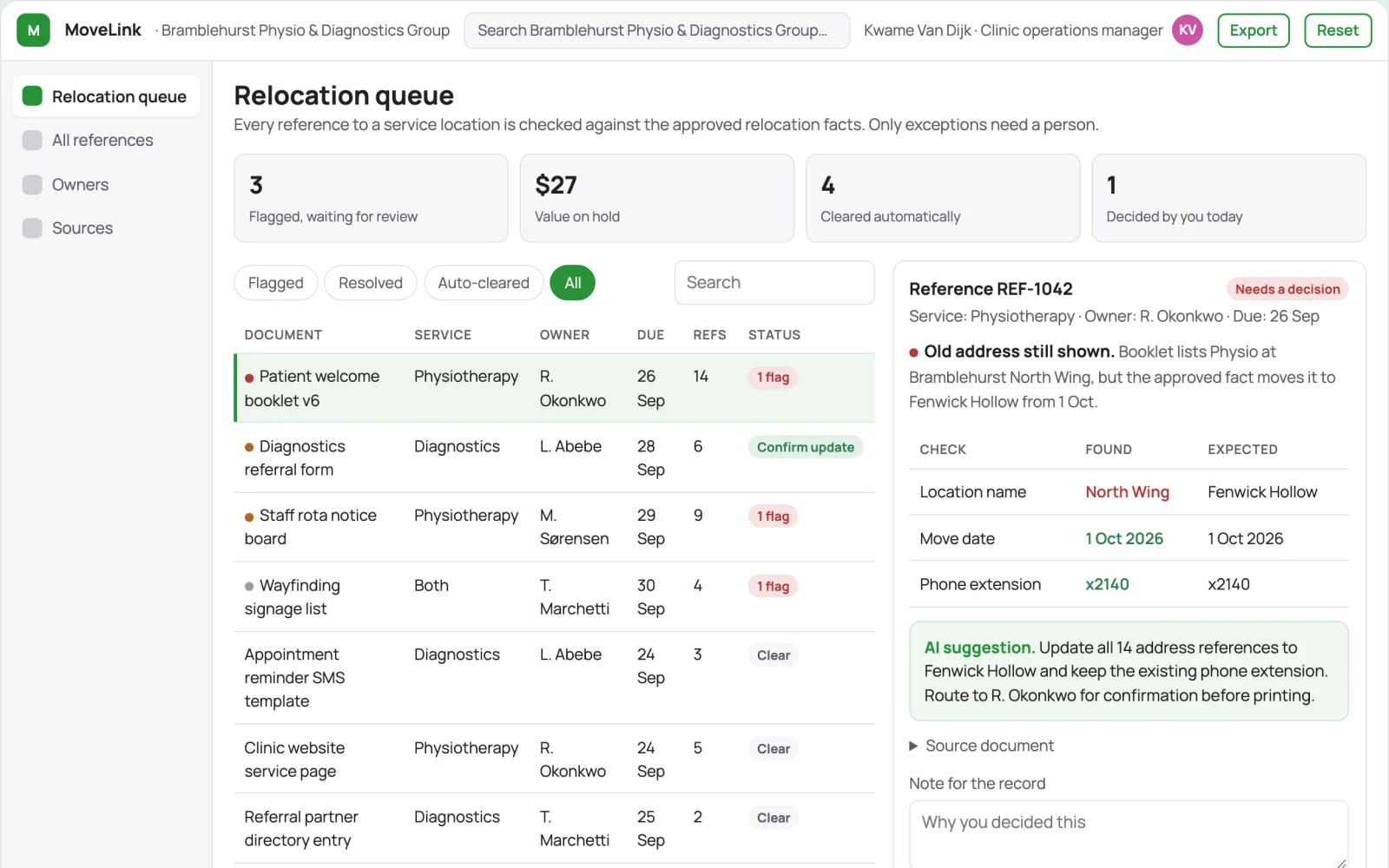 What Healthcare service relocation planner looks like
