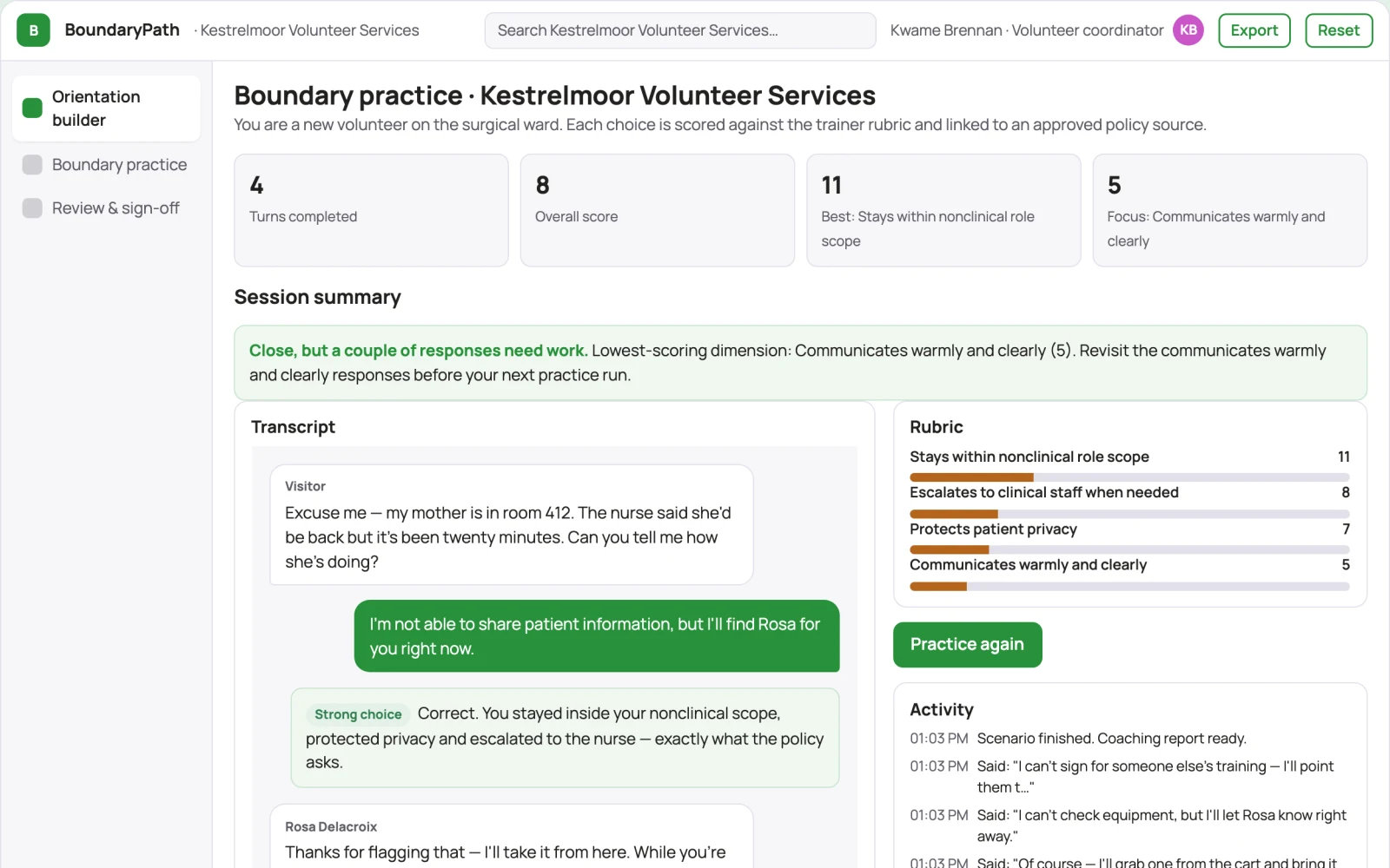 What Healthcare volunteer orientation builder looks like