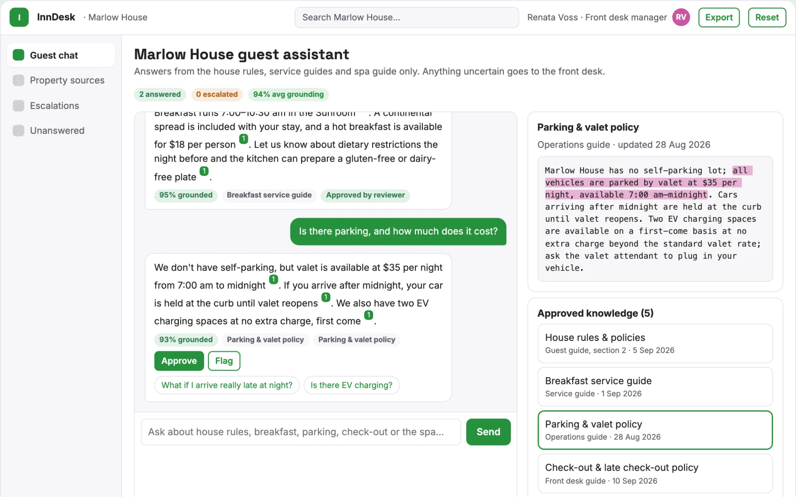 What Hotel guest messaging assistant looks like