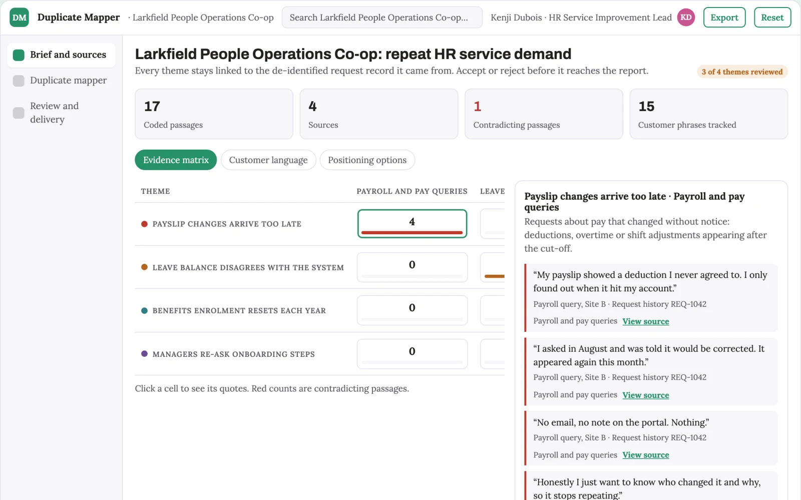 What HR service request duplicate mapper looks like